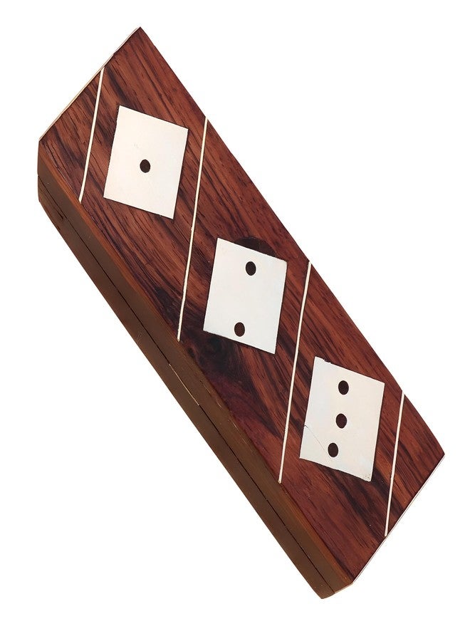 Timber Revival Co.® Dice Box Game Set Comes with 5 Dices - Brass Inlay Rolling Dice Holder Handcrafted Box Mini Travel Board Table Game Size 5x1.5x1.5 inches. - Image 5